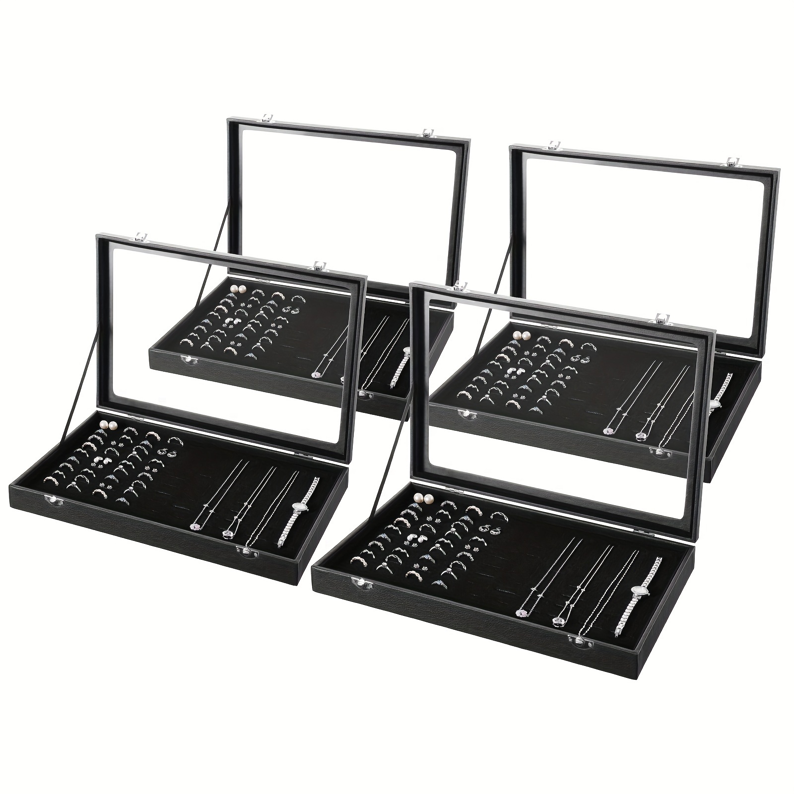 Velvet Jewelry Box - 4pcs 100 Slots Ring Organizer Box
