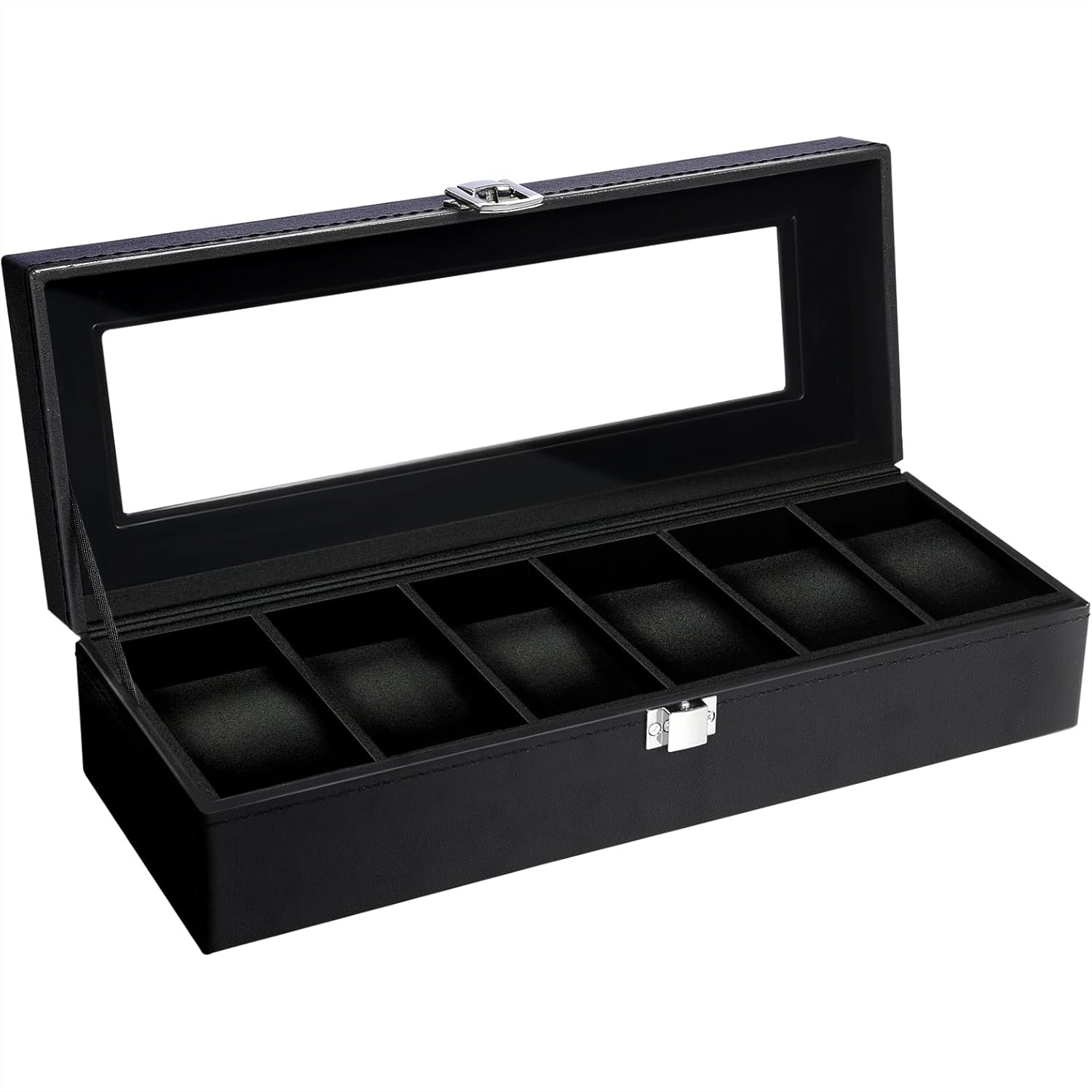 6 Slot Watch Box with Glass Li – обзор и цена Velvet Jewelry Box