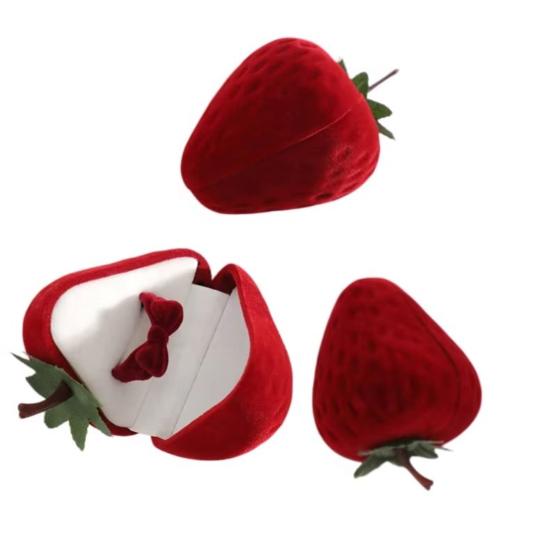 Cute Strawberry Ring Box Straw – обзор и цена Velvet Jewelry Box