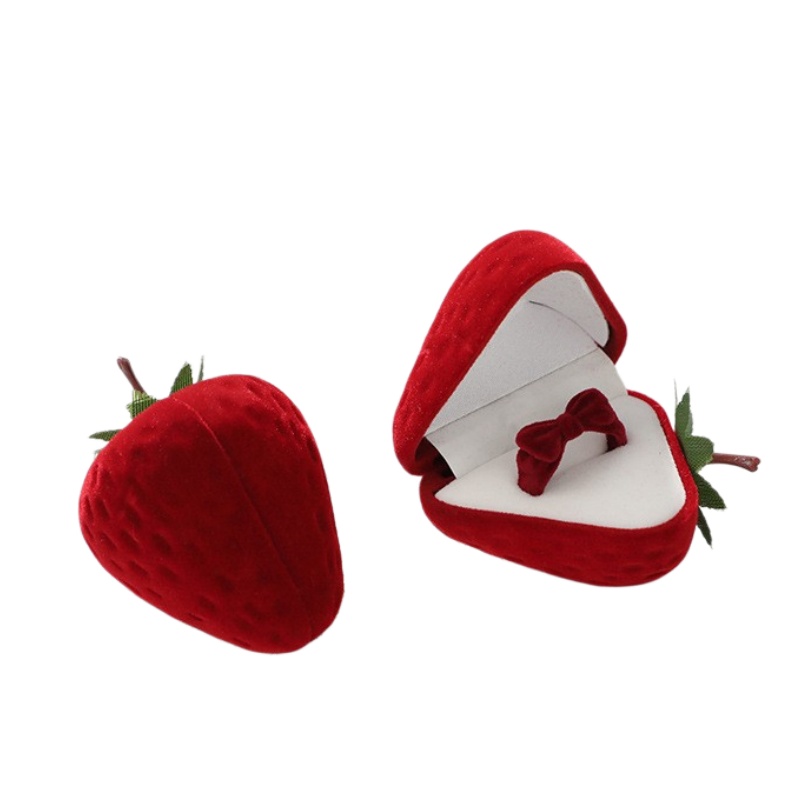 Cute Strawberry Ring Box Straw – обзор и цена Velvet Jewelry Box