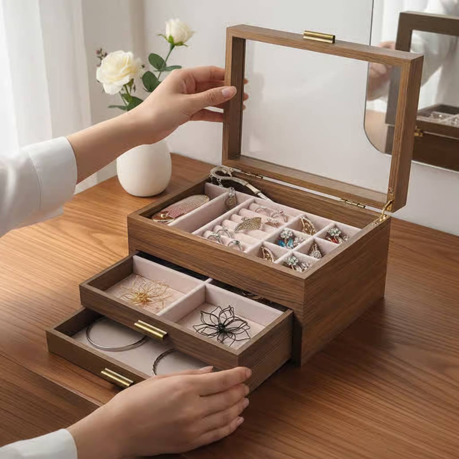 3-Tier Jewelry Organizer Gold  – обзор и цена Velvet Jewelry Box
